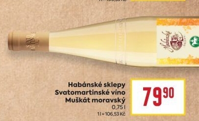 Víno Muškát moravský Habánské sklepy - svatomartinské