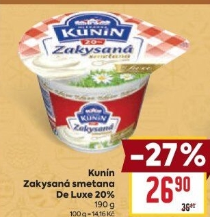 Zakysaná smetana de luxe Mlékárna Kunín 20%