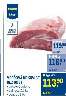 Vepřová krkovice bez kosti Metro Chef