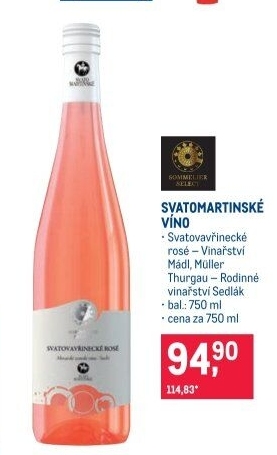 Víno Svatovavřinecké rosé Vinařství František Mádl - svatomartinské