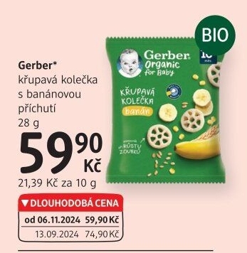 Křupky dětské bio Kolečka Gerber Organic for Baby