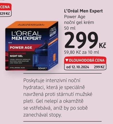 Pleťový gelový krém Power Age Men Expert L'