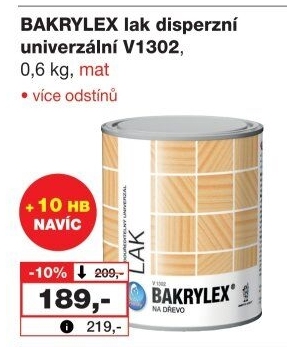 Lak univerzální na dřevo mat Bakrylex Barvy a laky Hostivař