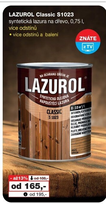 Lazura na dřevo Classic Lazurol