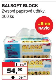 Papírové utěrky 2vrstvé BALsoft