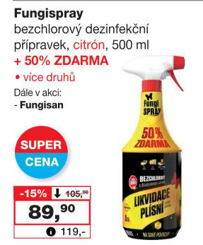 Přípravek proti plísním bez chloru Fungispray