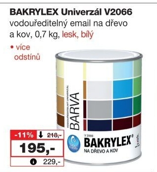 Univerzální email Bakrylex Mat Barvy a laky Hostivař