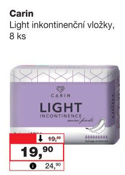 Vložky dámské inkontinenční Light Carin