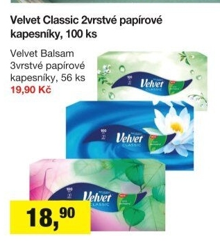 Papírové kapesníčky 3vrstvé Velvet - box