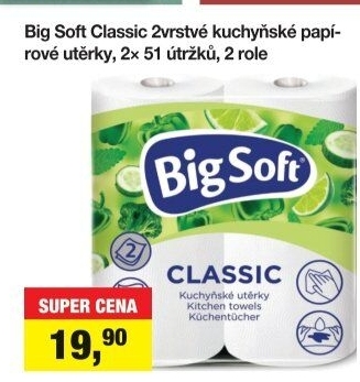 Utěrky kuchyňské 2vrstvé Classic Big Soft