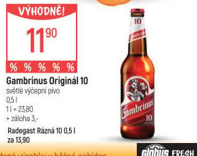 Pivo světlé výčepní Originál 10° Gambrinus
