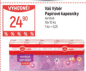 Papírové kapesníčky 4vrstvé Váš Výběr