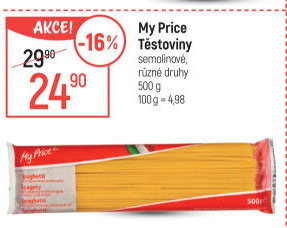 Těstoviny semolinové My Price