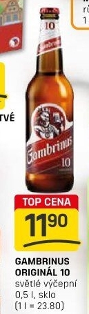 Pivo světlé výčepní Originál 10° Gambrinus