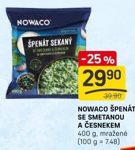 Špenát ochucený mražený Nowaco