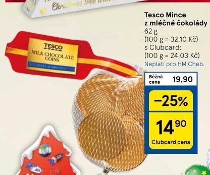 Čokoládové mince Tesco