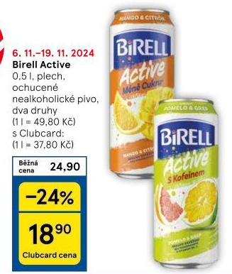 Nealkoholické pivo ochucené Active Birell