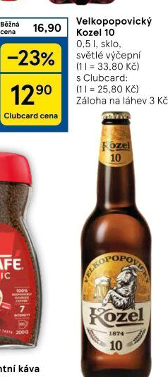 Pivo světlé výčepní 10°Velkopopovický Kozel