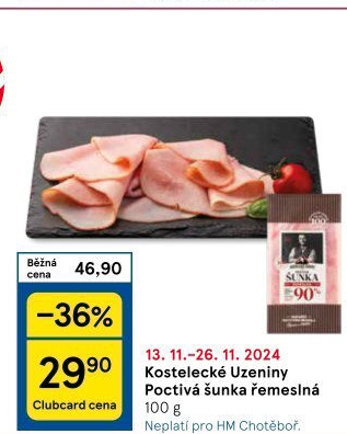 Šunka poctivá řemeslná nejvyšší jakosti Kostelecké uzeniny
