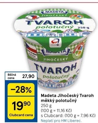 Tvaroh polotučný Jihočeský Madeta