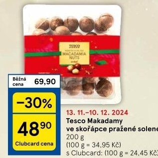 Makadamové ořechy pražené Tesco