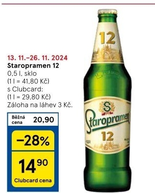 Pivo světlý ležák 12° Staropramen