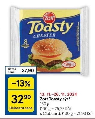 Sýr tavený plátky Toasty Zott
