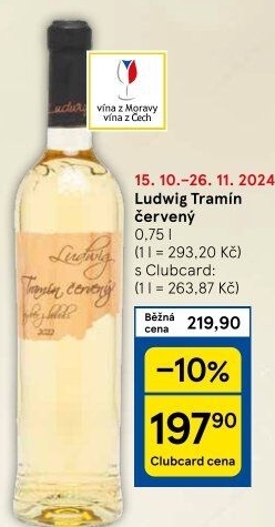 Víno Tramín červený Vinařství Ludwig