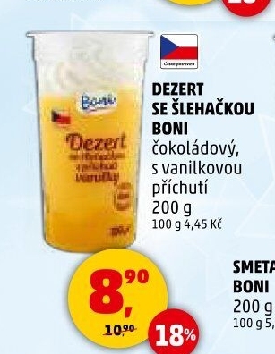 Dezert pudink se šlehačkou Boni