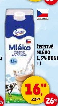 Mléko čerstvé Boni - 1,5% polotučné