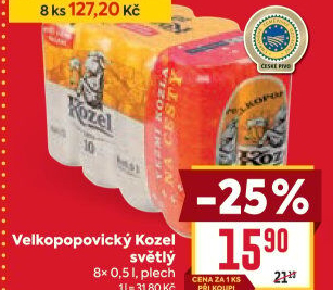 Pivo světlé výčepní 10°Velkopopovický Kozel