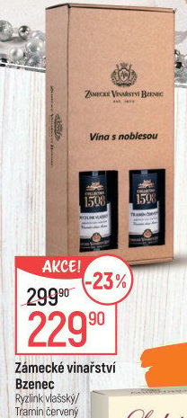 Víno Tramín červený + Ryzlink vlašský 1508 Zámecké vinařství Bzenec - dárkové balení
