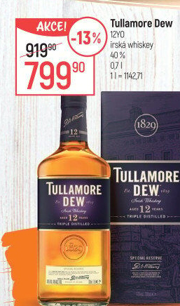 Whiskey irská 12 YO Tullamore Dew