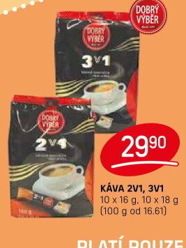 Instantní kávy porcované 3v1 Dobrý Výběr
