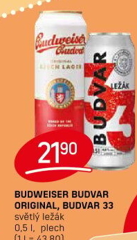 Pivo světlý ležák Original Budweiser Budvar