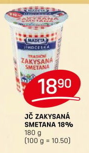Smetana zakysaná Jihočeská Madeta 18%
