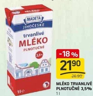 Mléko trvanlivé Jihočeské Madeta - 3,5% plnotučné