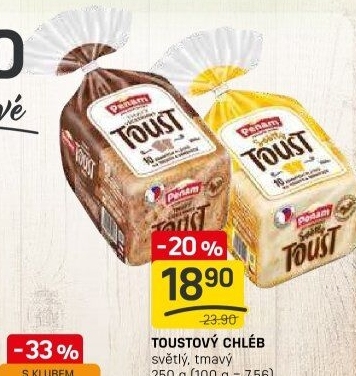 Toustový chléb vícezrnný tmavý Penam