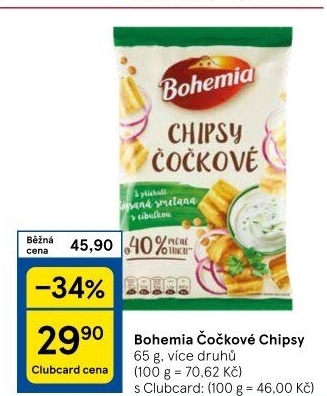 Čočkové chipsy Bohemia Chips