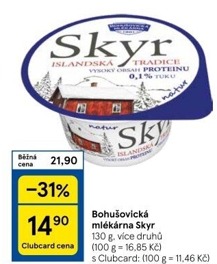 Dezert zakysaný bílý Skyr Bohušovická mlékárna