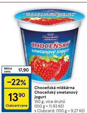 Jogurt smetanový ochucený Choceňský