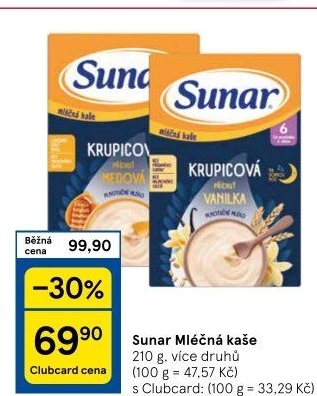 Kaše mléčná Sunar