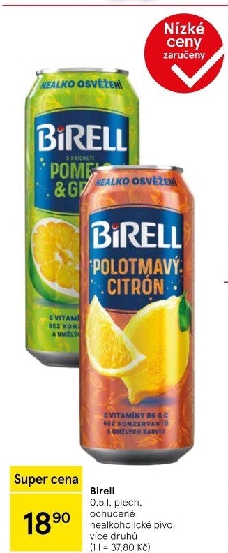 Nealkoholické pivo ochucené Birell