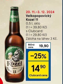 Pivo světlý ležák 11° Medium Velkopopovický Kozel
