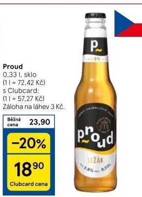 Pivo světlý ležák Proud