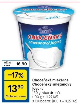 Bílý jogurt smetanový Choceňský