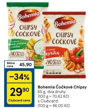 Čočkové chipsy Bohemia Chips