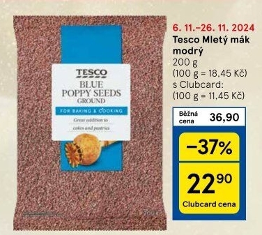 Mák modrý mletý Tesco