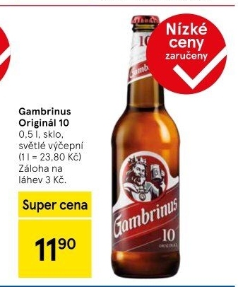 Pivo světlé výčepní Originál 10° Gambrinus
