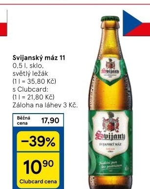 Pivo světlý ležák 11° Svijanský Máz Svijany